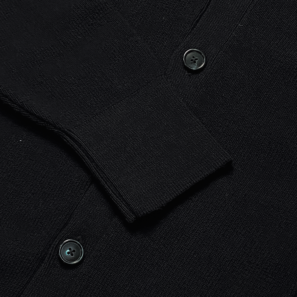 Merino Wool Relaxed Fit Cardigan - Deep Black