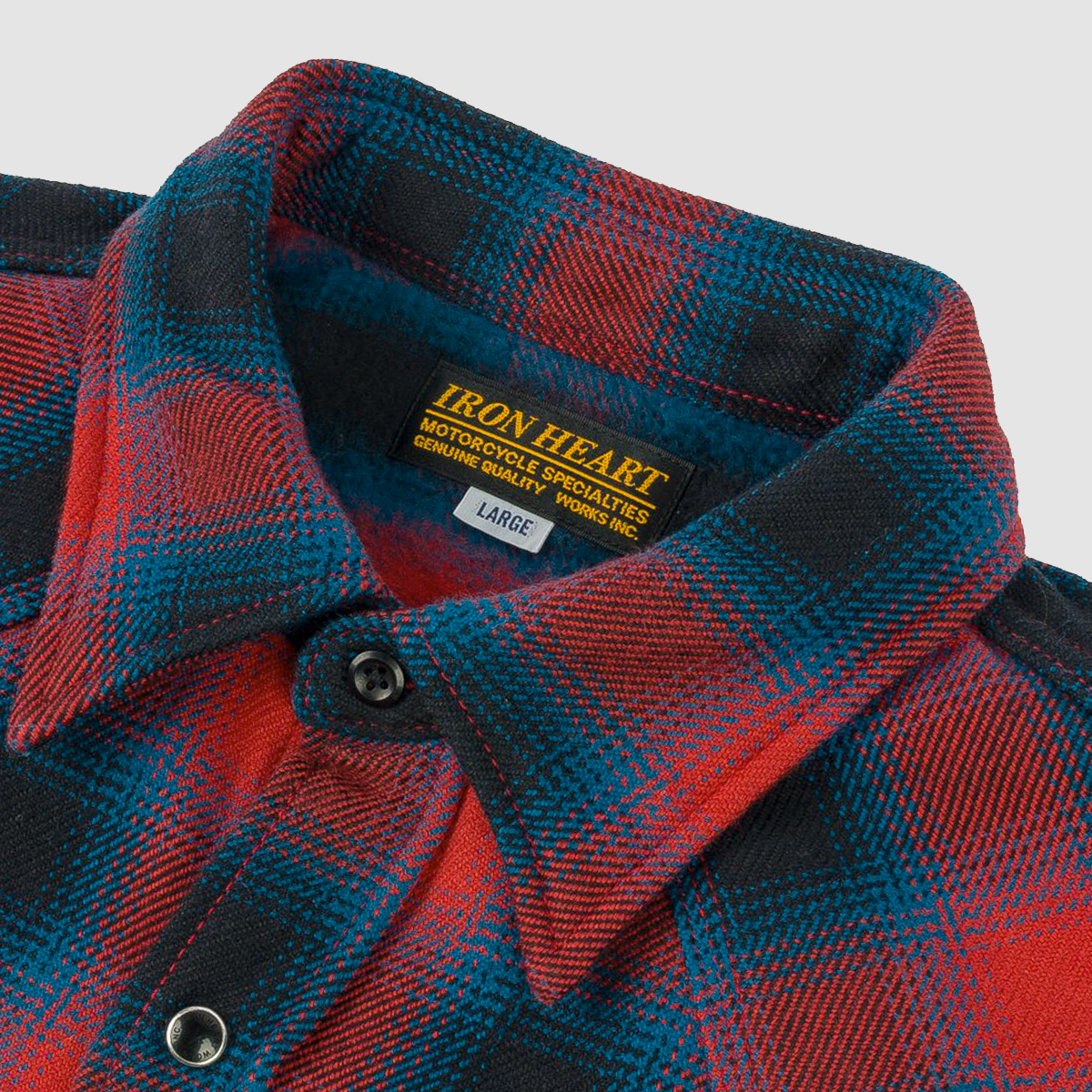 Ultra Heavy Flannel Ombré Check Western Shirt Red