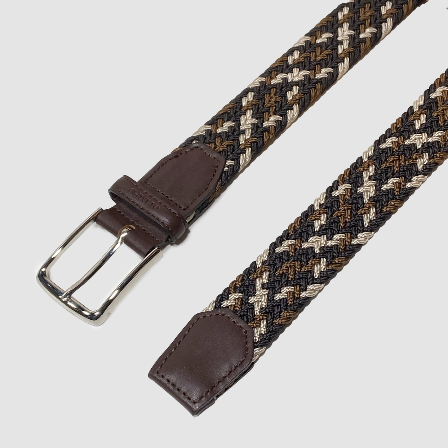 Classic Elasticated Woven Belt Brown/Green/Beige