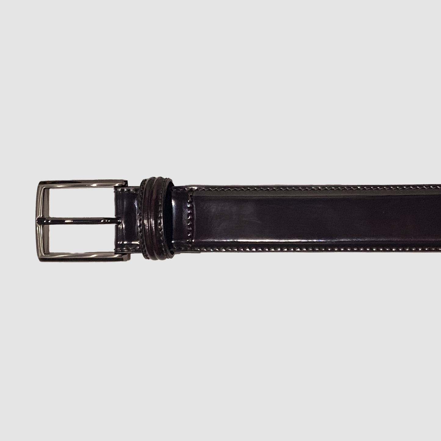 Classic Stitched Patent Leather Belt Burgundy