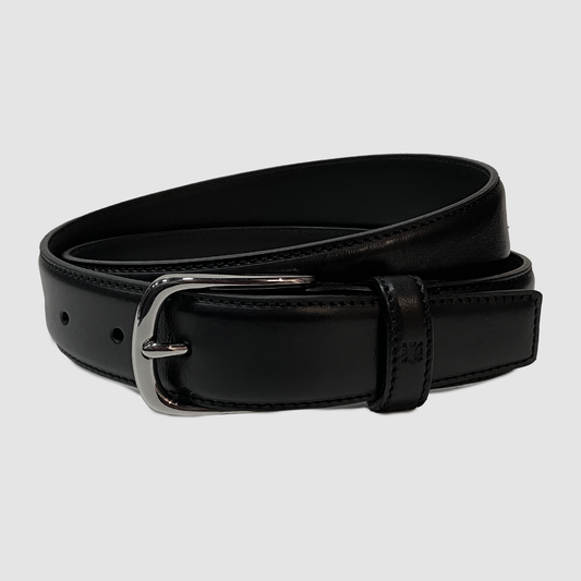Classic Stitched Leather Belt Black