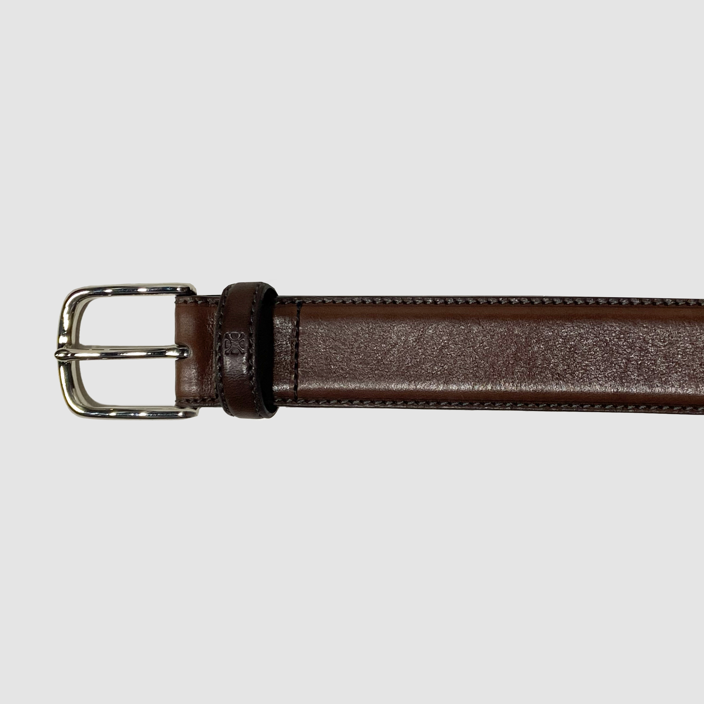 Classic Stitched Leather Belt Brown