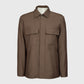 Solid Wool Cotton Overshirt Brown