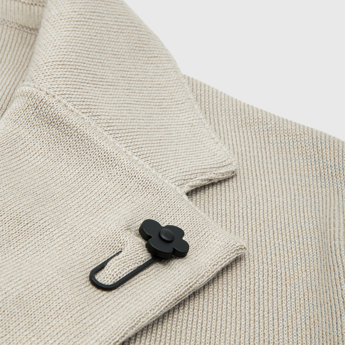 Cotton Knit Single Breasted Jacket Beige
