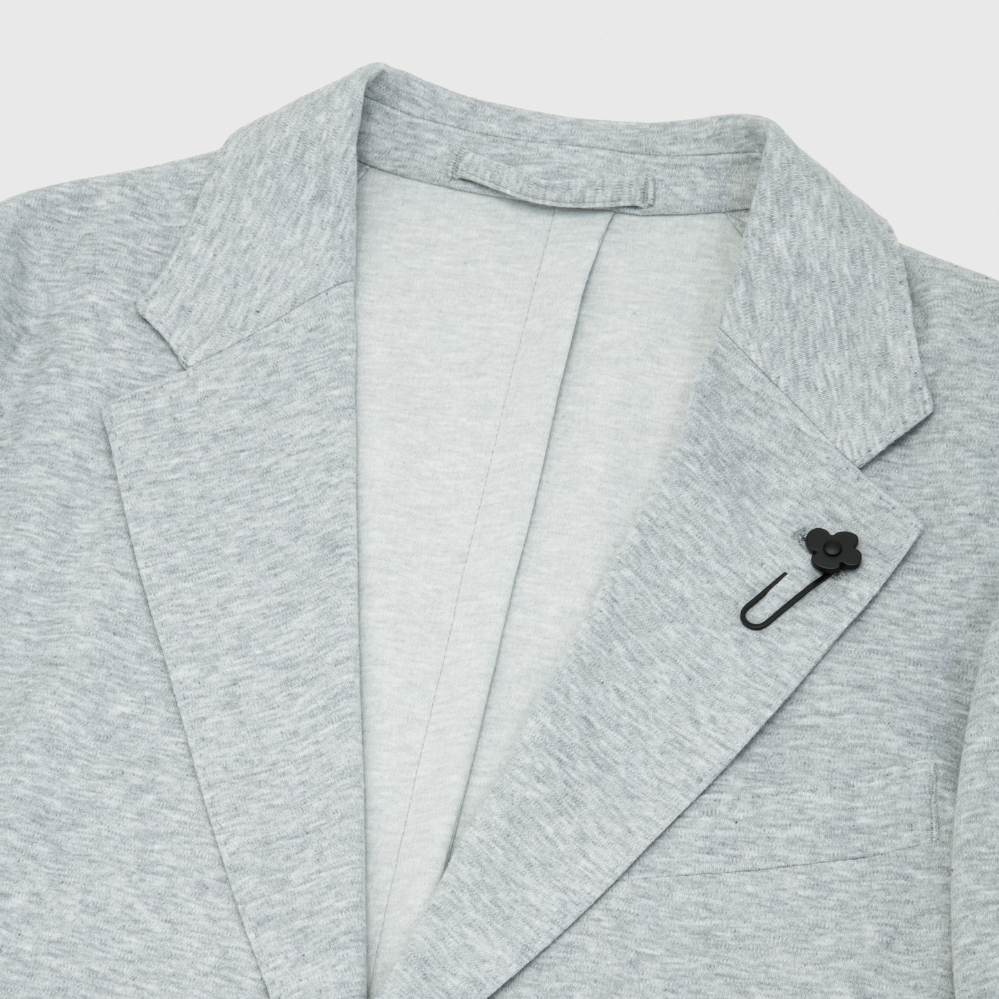 Cotton Silk Super Fine Jersey Single Breasted Jacket Light Grey