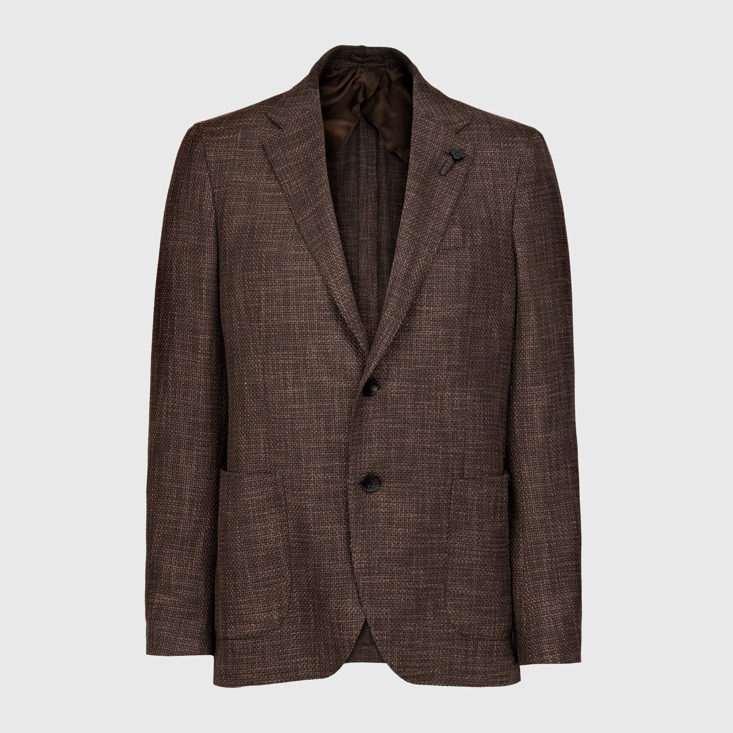 Wool Cotton Silk Linen Single Breasted Jacket Brown