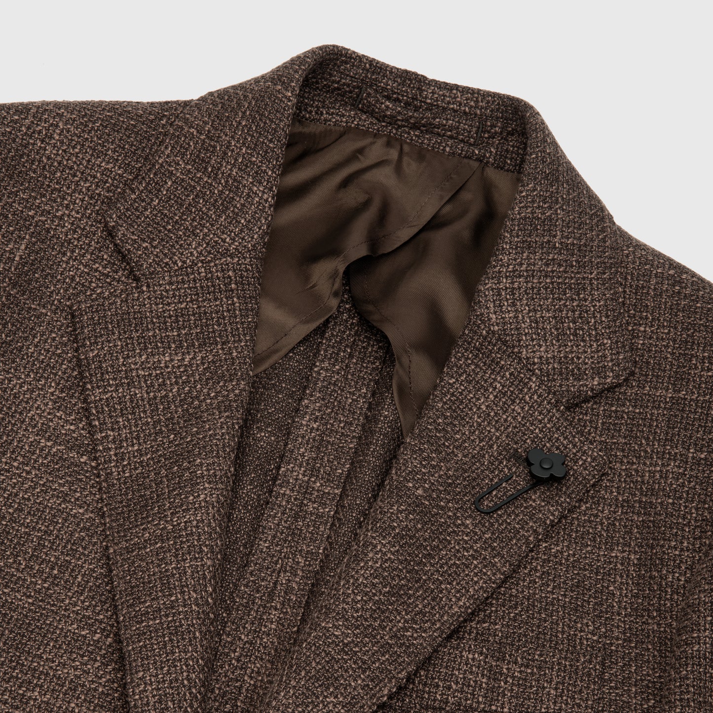 Wool Cotton Silk Linen Single Breasted Jacket Brown