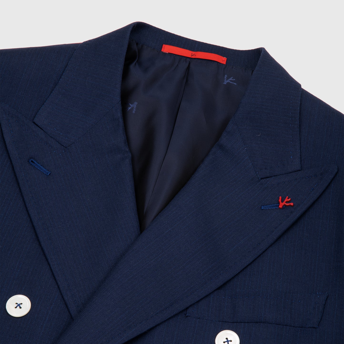 Capri Double Breasted Super 160`s Naples Blue Hounstooth Suit Naples Blue