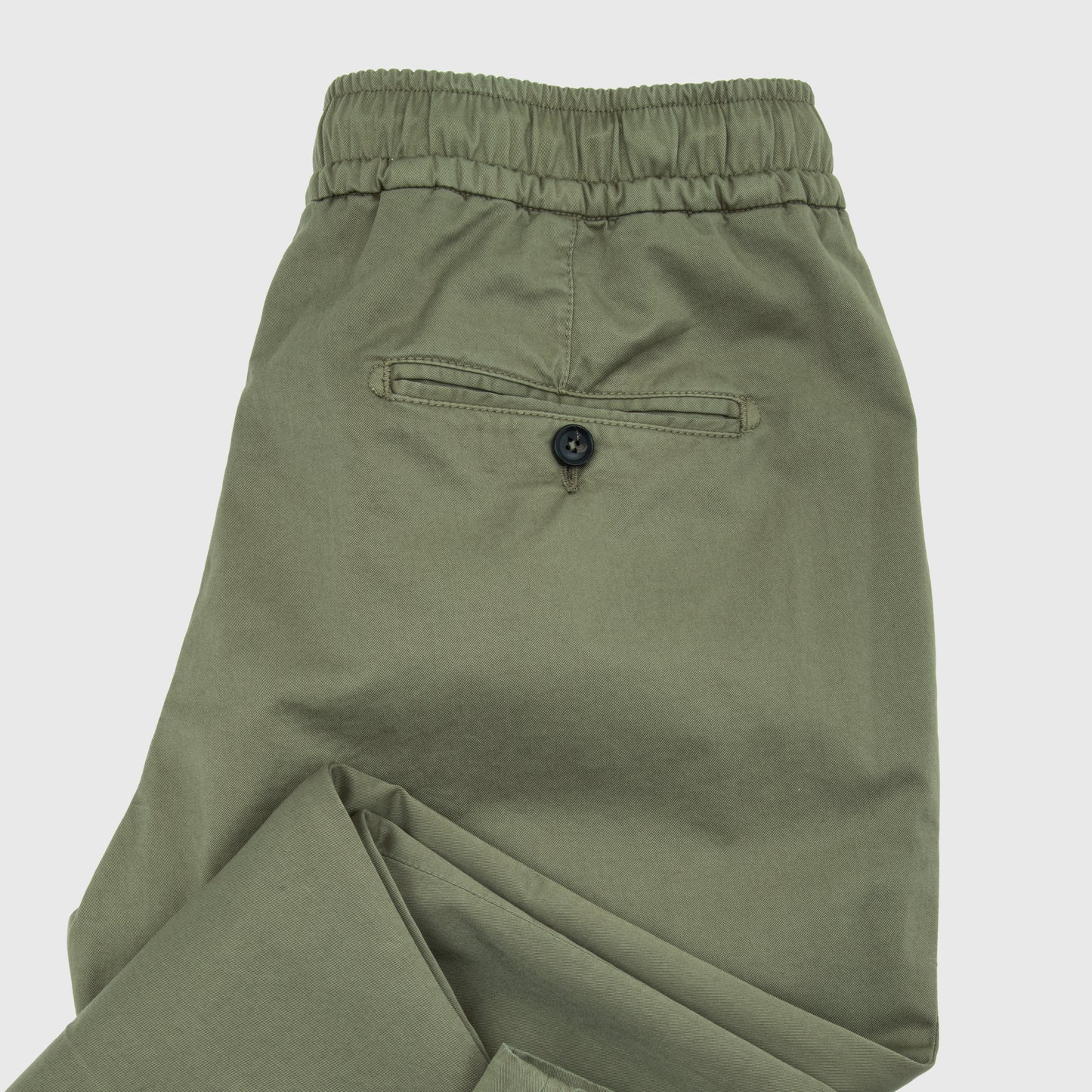 Gabardine Comfort Cotton Drawstring Trousers Olive Green