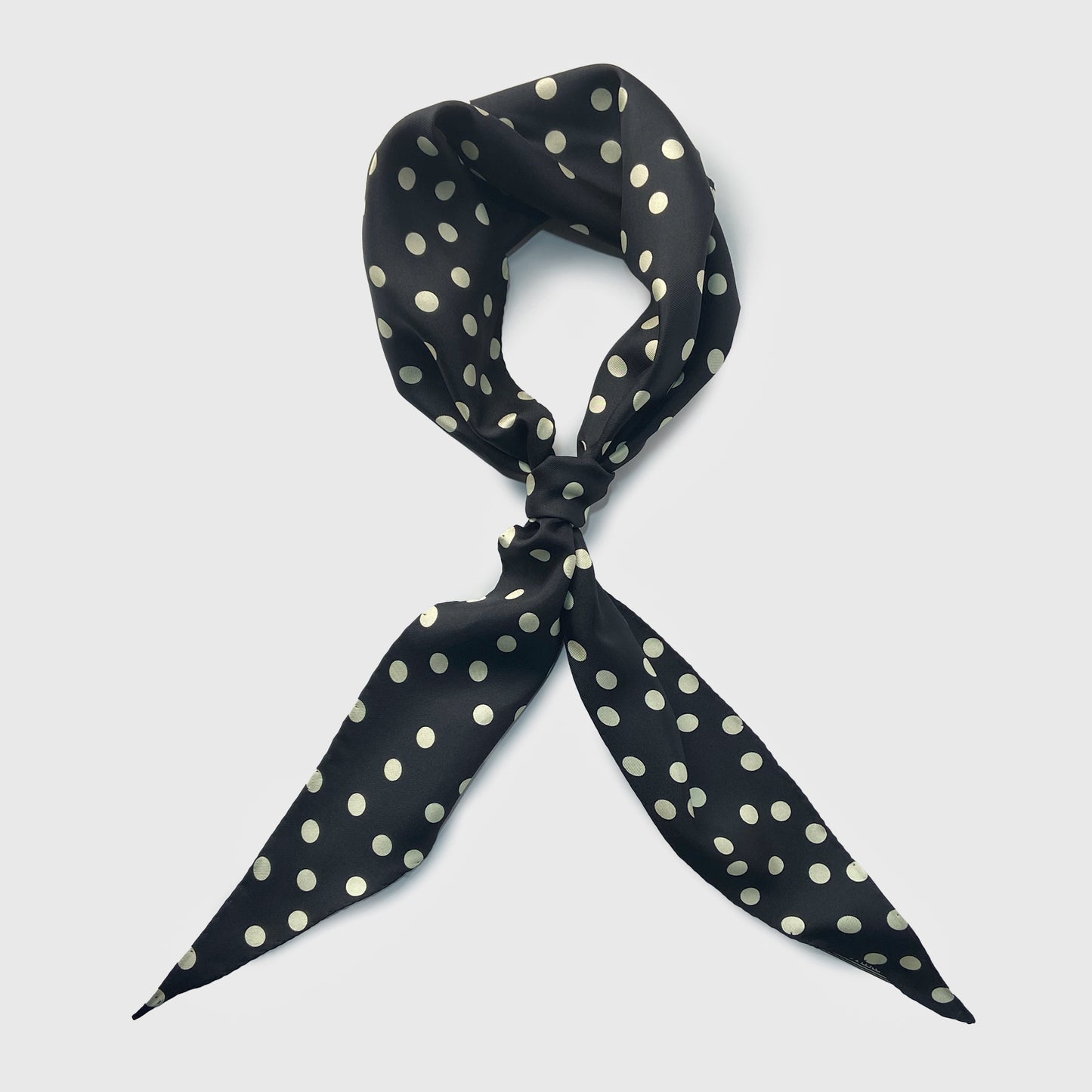 Polka Dot in Diamond Shape Bandana 100% Silk Black & Beige