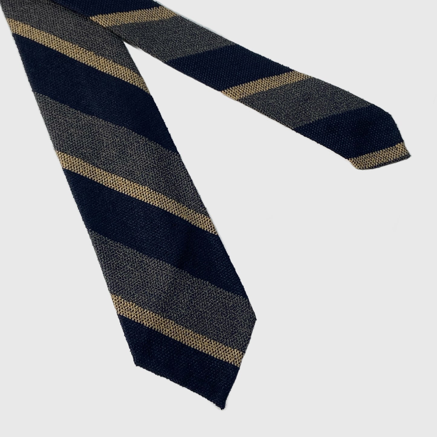 Beige, Grey and Navy Striped Knit Tie - 8.5cm