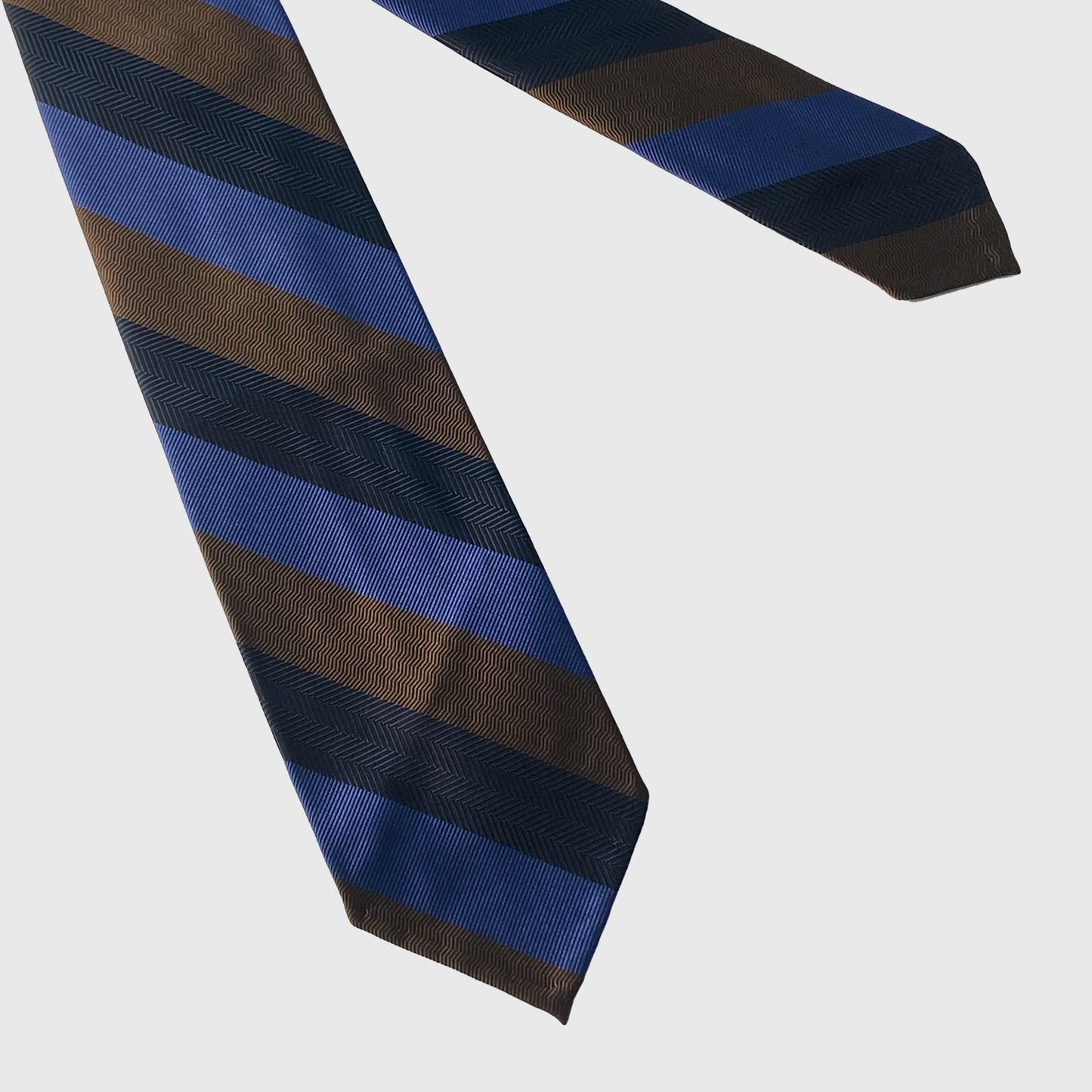 Brown Blue and Navy Striped Tie - 8.5cm