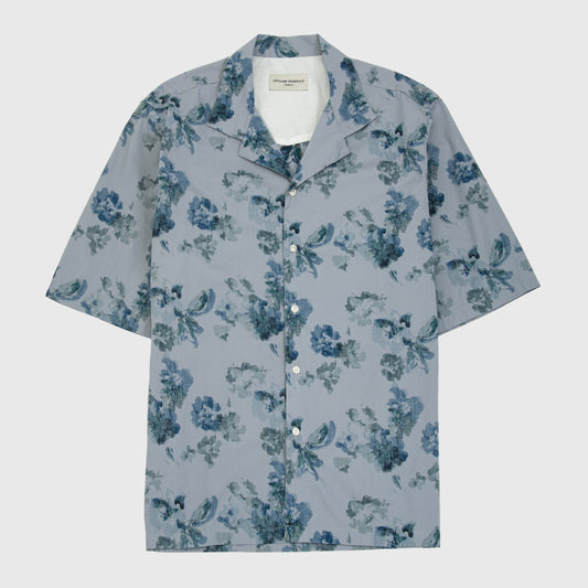 EREN FLOWER PRINT Shirt Japanese Cotton Light Blue/Grey