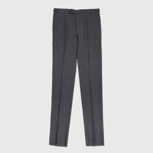 Medium Rise Slim Fit 120´s Wool Trouser with Side Adjusters - Dark Grey Melange