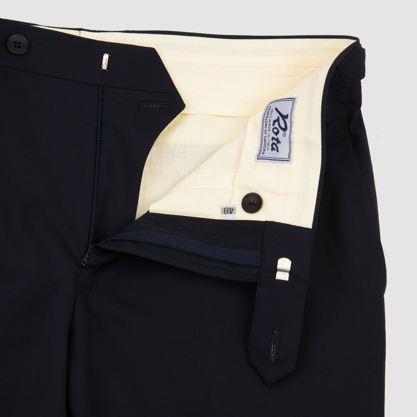 Medium Rise Slim Fit 120´s Wool Trouser with Side Adjusters Navy
