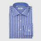 Striped Linen & Cotton Shirt  with Lino Collar Royal Blue and White