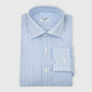 Striped Linen & Cotton Shirt with Lino Collar White and Light Blue