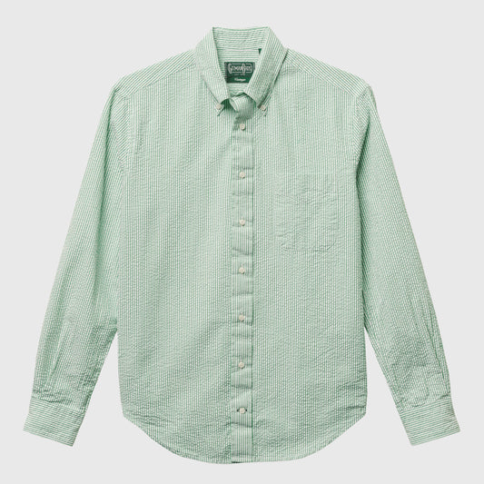 Mint Yarn-Dye Seersucker Button Down Shirt Green/White