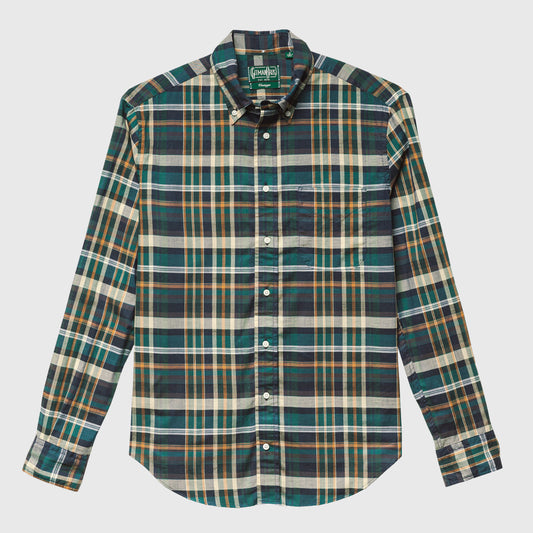 Green Archive Madras Button Down Shirt Red