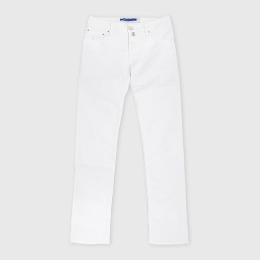 5 Pocket Denim Nick Fit with White Patch White