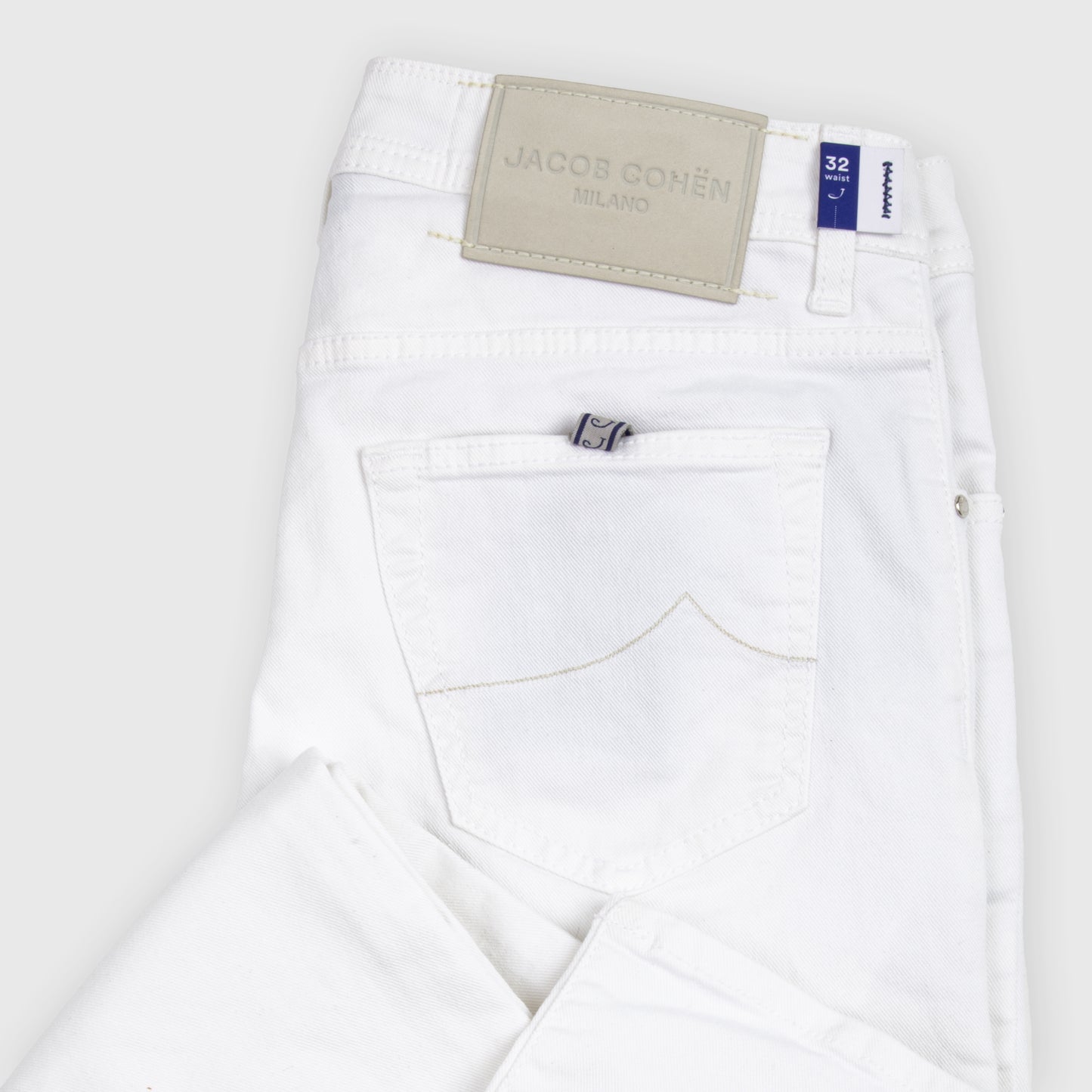 5 Pocket Denim Nick Fit with White Patch White