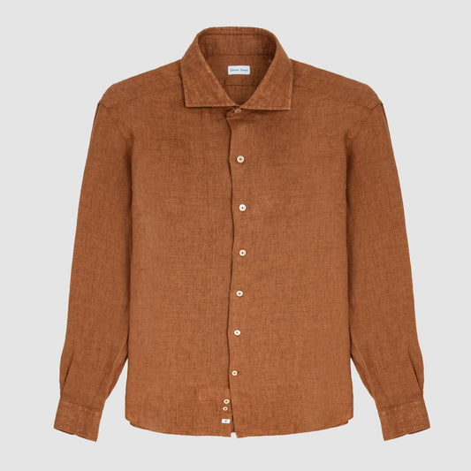 Solid Linen Shirt Brown