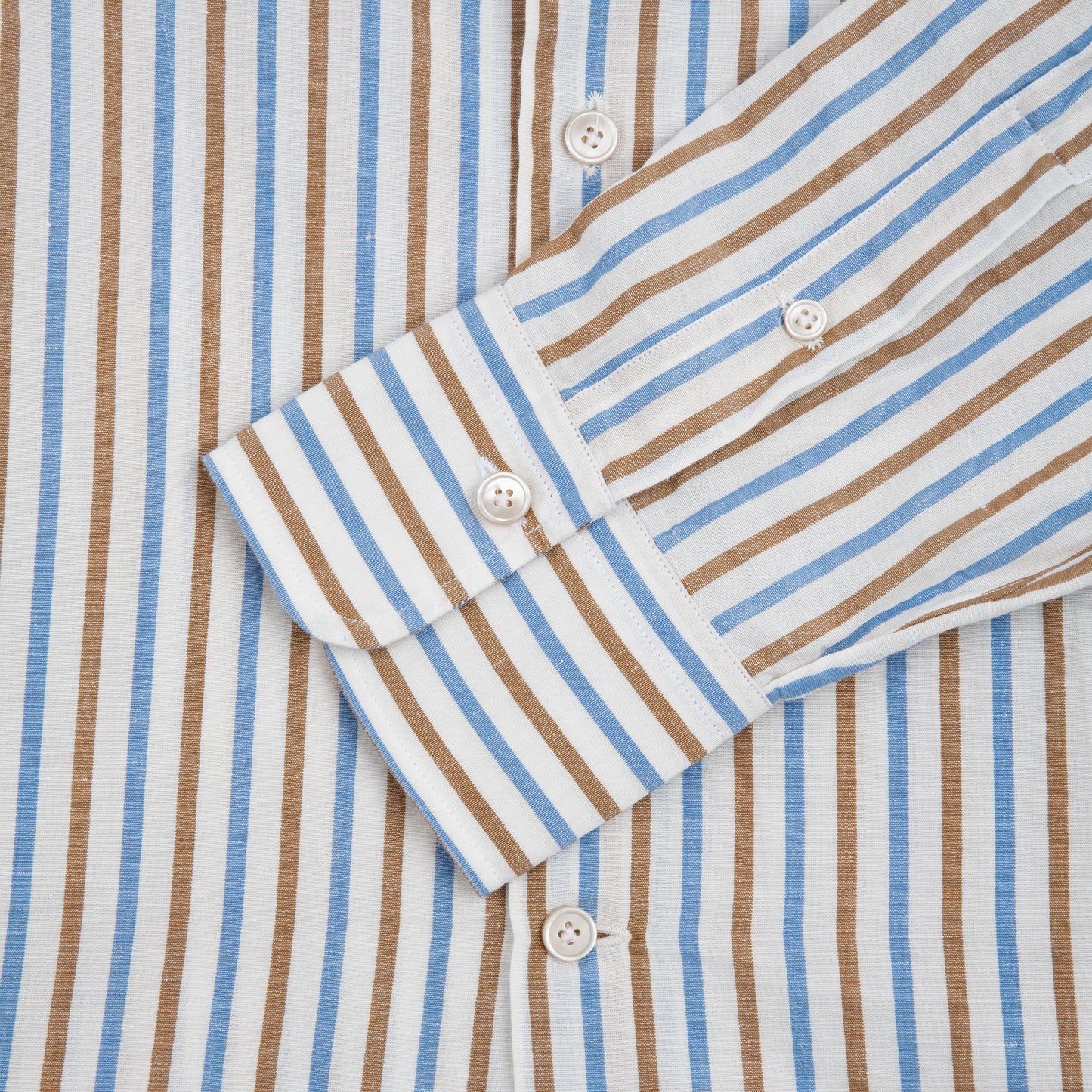 Cotton Linen Stripped Shirt Brown, Blue, White
