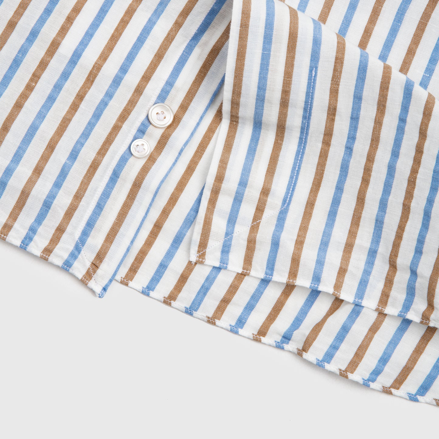 Cotton Linen Stripped Shirt Brown, Blue, White