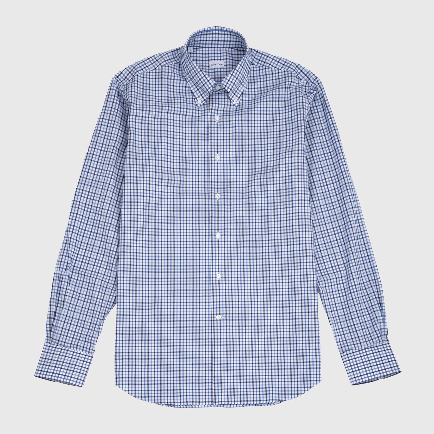 Cotton Pinpoint Checked Shirt White, Navy, Light Blue