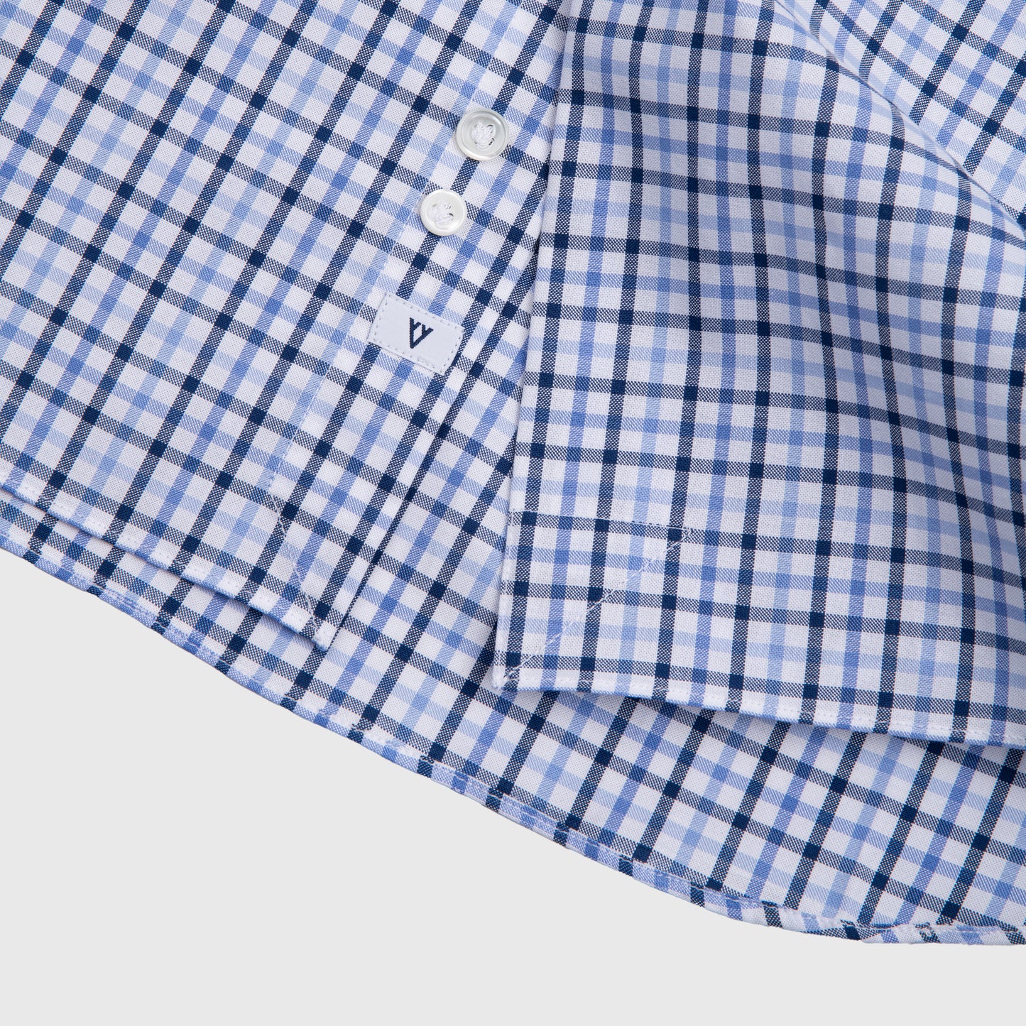 Cotton Pinpoint Checked Shirt White, Navy, Light Blue
