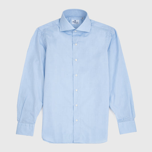 Blue Poplin Eduardo Spread Collar, Napoli Fit 170/2 Dress Shirt