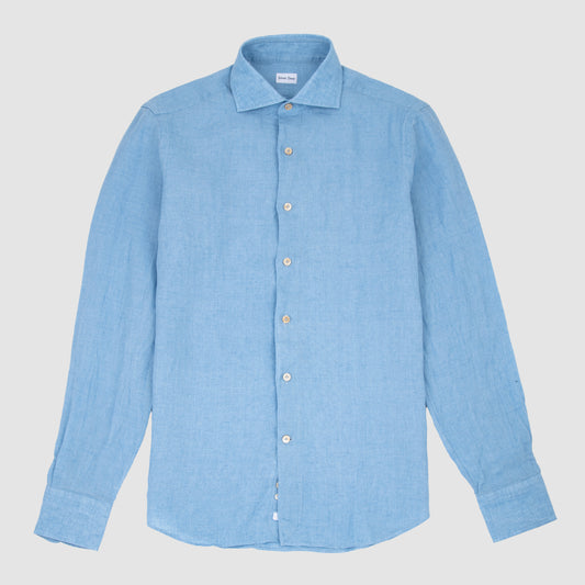 Solid Linen Shirt Air Force Blue