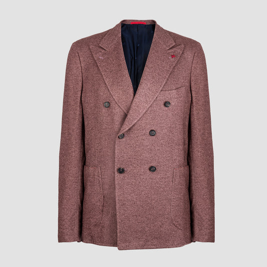 Capri Cahmere and Silk Jersey Double Breasted Jacket Burgandy