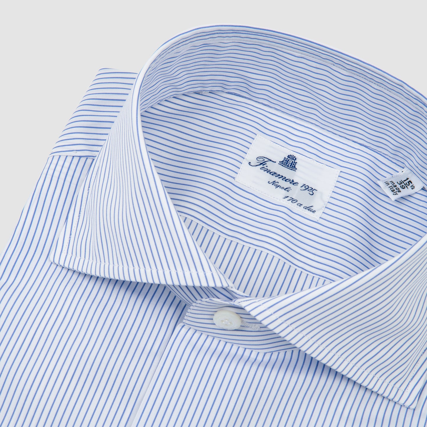 White & Blue striped, Eduardo Spread Collar, Napoli Fit 170/2 Dress Shirt