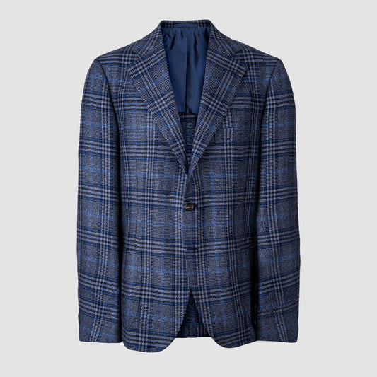 Navy and Blue Overcheck Cashmere Jacket
