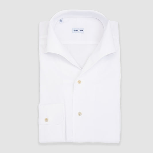 Double Button Down Twill Sportshirt White
