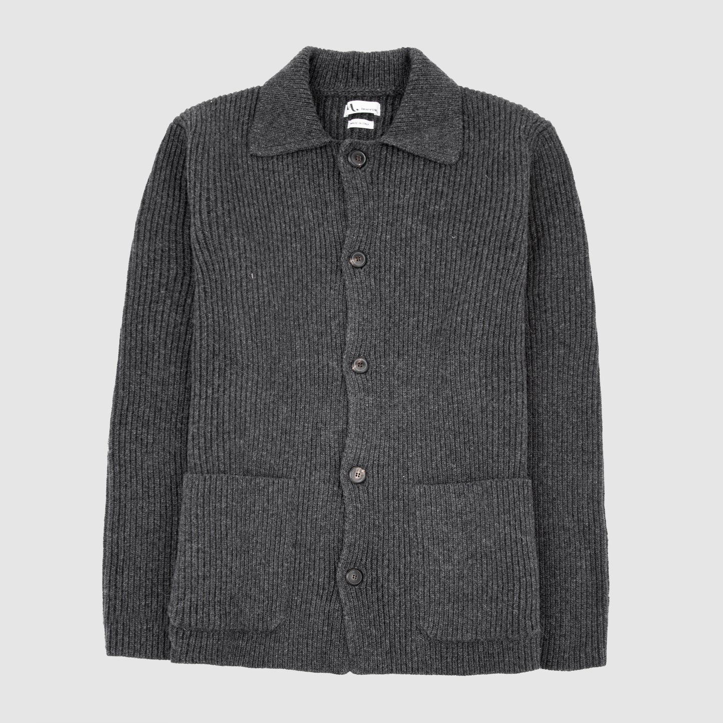 English Rib Sweater Jacket Dark Grey