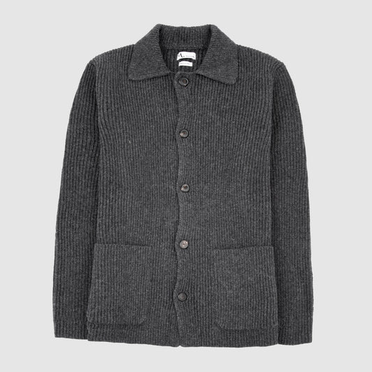 English Rib Sweater Jacket Dark Grey