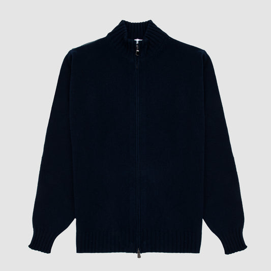 Full Zip Cardigan Wool Cashmere Blue