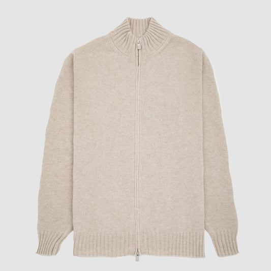 Full Zip Cardigan Wool Cashmere Cream