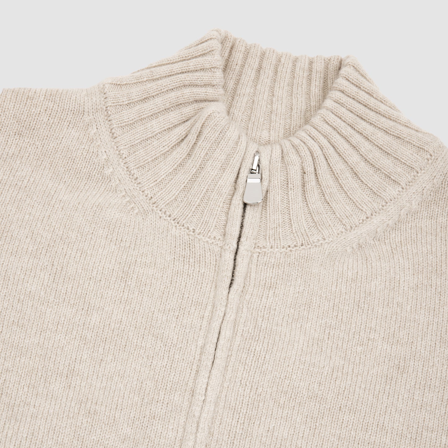 Full Zip Cardigan Wool Cashmere Cream