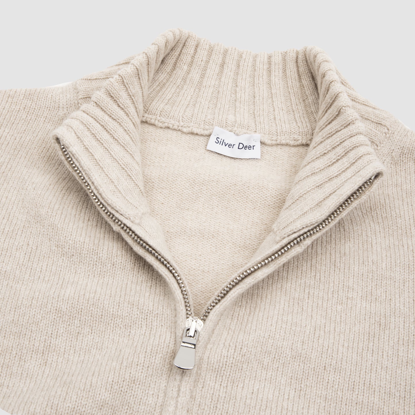Full Zip Cardigan Wool Cashmere Cream
