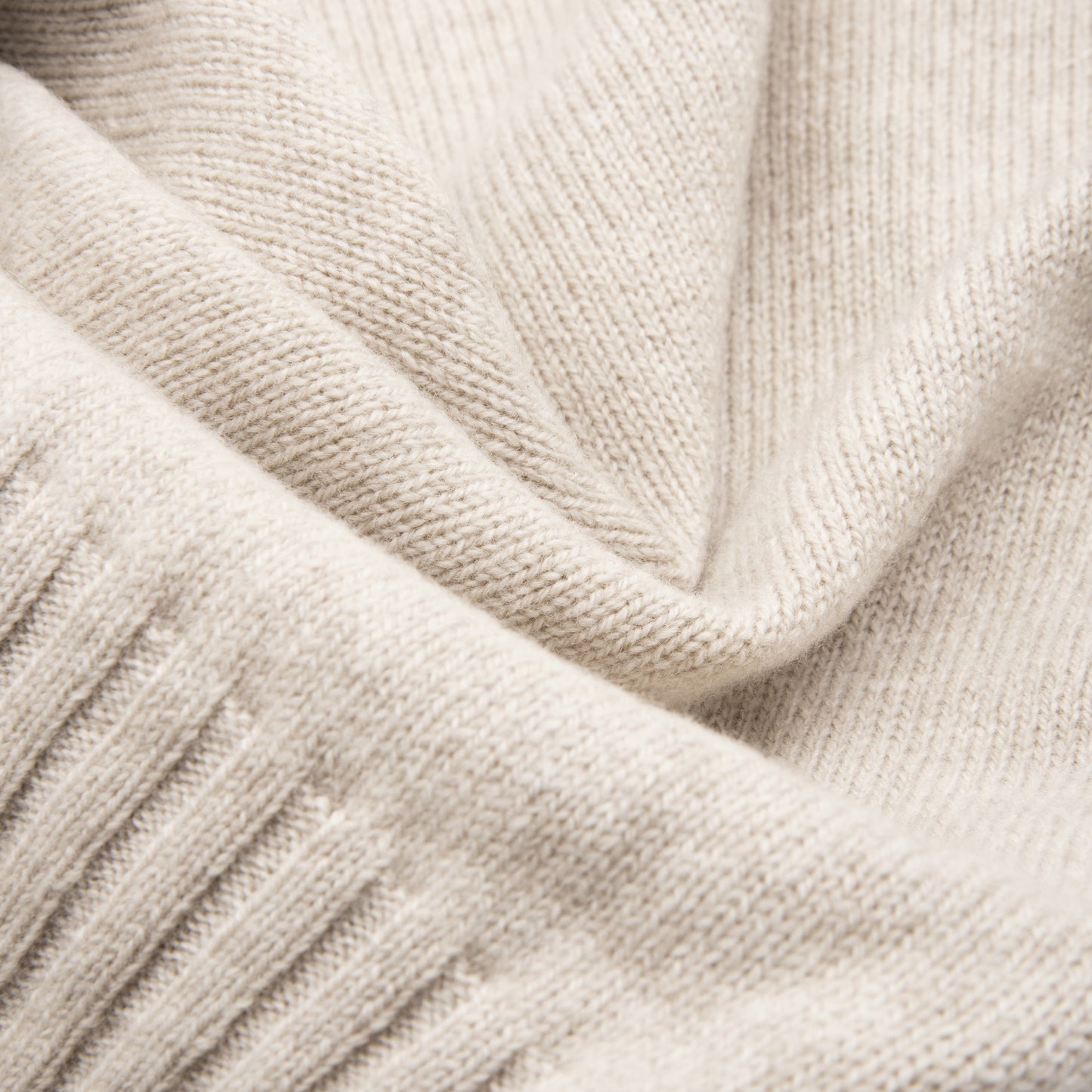 Full Zip Cardigan Wool Cashmere Cream