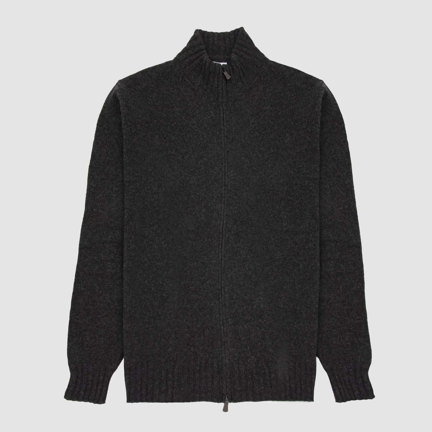 Full Zip Cardigan Wool Cashmere Dark Grey Melange