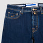 5 Pocket Bard Straignt Fit with Green Patch Jeans Dark Blue