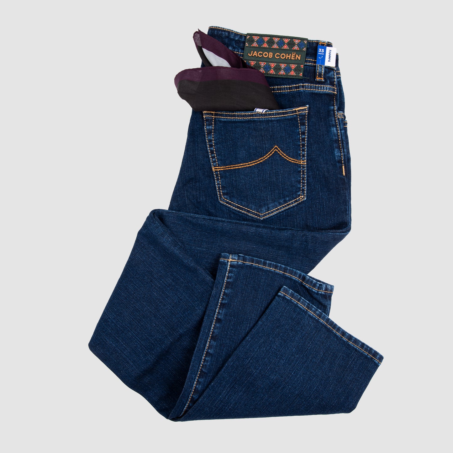 5 Pocket Bard Straignt Fit with Green Patch Jeans Dark Blue