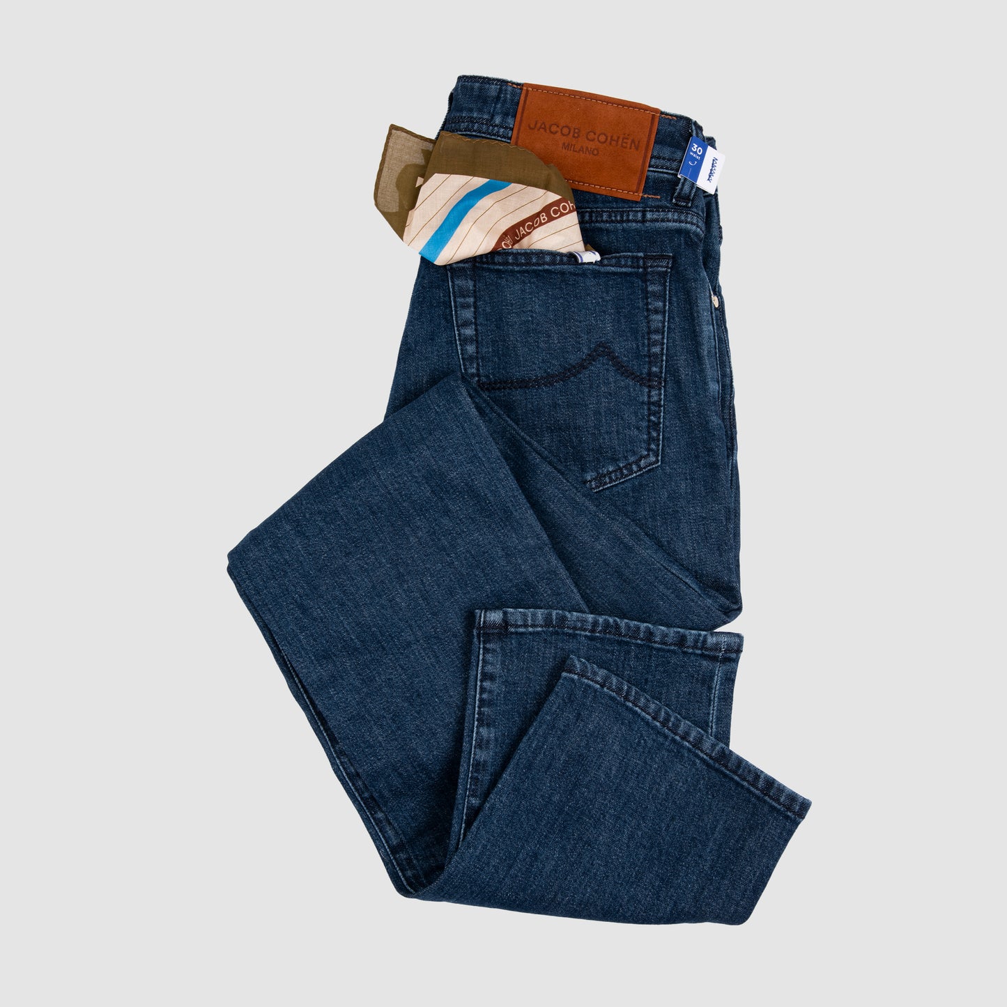 5 Pocket Bard Straight Fit with Orange Patch Jeans Mid Blue