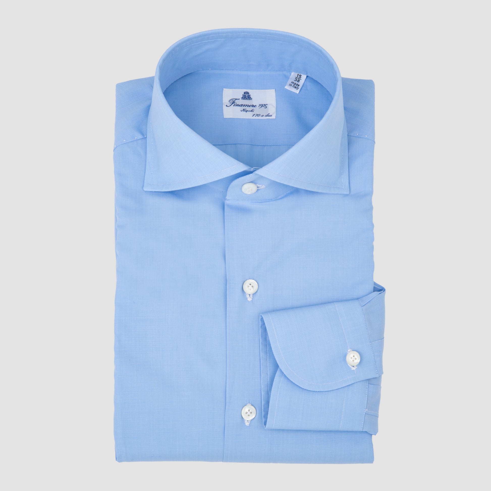 End on End, Eduardo Spread Collar, Napoli Fit 170/2 Dress Shirt Silver Santa Fe End on End, Eduardo Spread Collar, Napoli Fit 170/2 Dress Shirt Silver Santa Fe