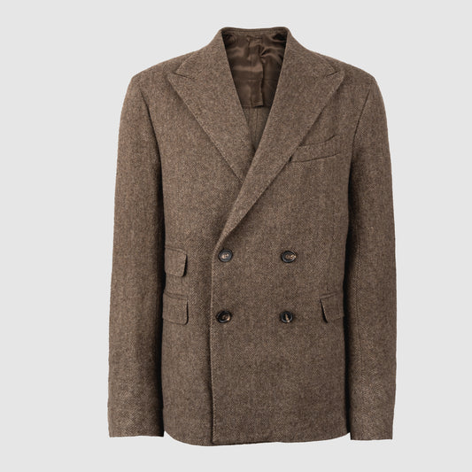 Double Breastded Herringbone Sportsjacket Brown