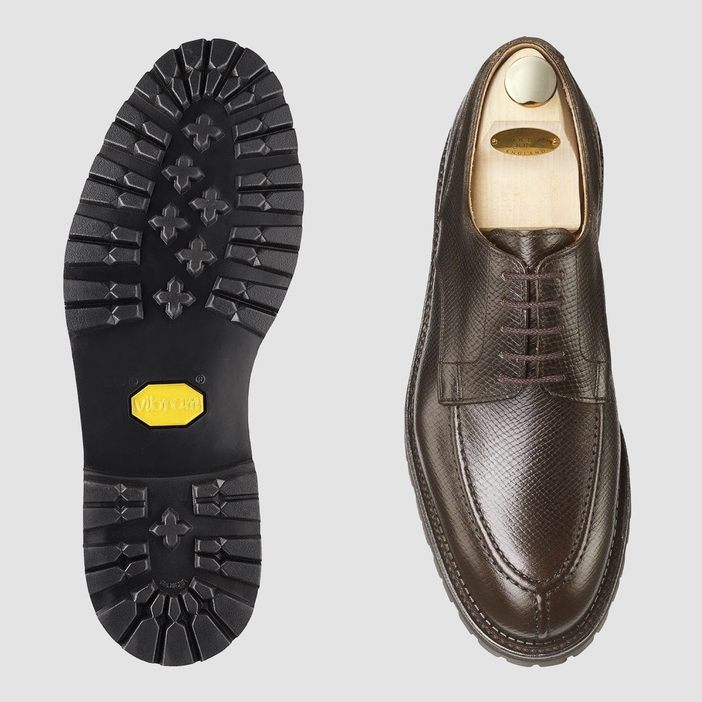 Denver, Dark Brown Hatch Grain Sides Vibram Cleated Sole